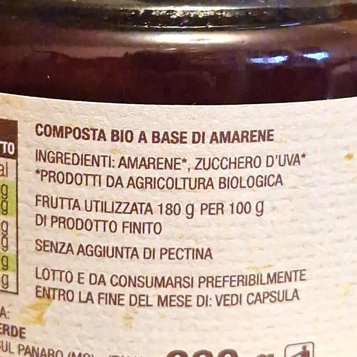 Composta Bio di Amarene dolcificata con zucchero d'uva - 230 gr.