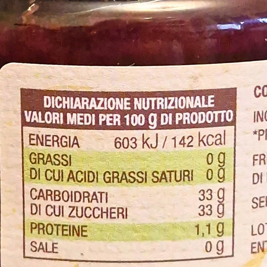 Composta Bio di Amarene dolcificata con zucchero d'uva - 230 gr.